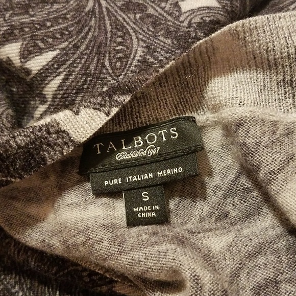 2/$35 TALBOTS Paisley Merino Wool V-neck Sweater Small - Picture 3 of 4